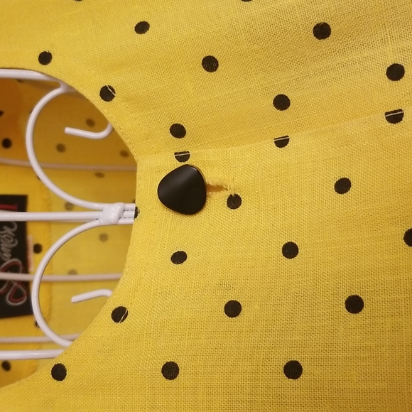 PINUP DOLL❣️Vintage yellow and black polka dot pinup style dress - Picture 6 of 13